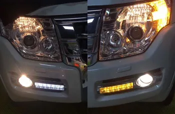 Par Mitsubishi Montero Pajero V93 2016 2017 2018 Dzeltens Pagrieziena Signāla DRL 12V LED Dienas Gaismas lukturi + Halogēnu Miglas Lukturi