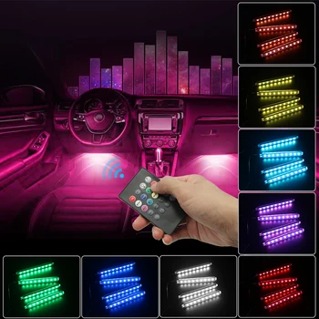 Auto salona Apgaismojuma RGB LED Neona Gaismu Atmosfēra, Lukturi Audi A4 B5 B6 B7 B8 A5 A6 C5 C6 C7 Q5 Q7 A3 8P 8V Piederumi