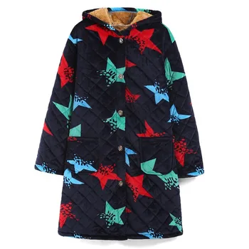 Ziemas, Jaunas Flaneļa Homewear Intīmas Apakšveļa Kimono Drēbes Sleepwear Kapuci Vecā Dāma Naktsveļu Siltu Mājas Apģērbu Naktskrekls