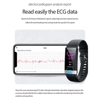 V9 EKG+PPG Smart Joslā, asinsspiediens, Sirds ritma Monitors Smartband Fitnesa Tracker Skatīties Pedometrs Smart Aproce IOS Android