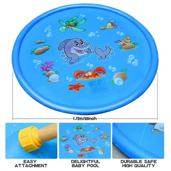 170cm Vasaras Jūras Piepūšamās Bērnu Āra Ūdens Spēles Spēlēt Pludmales Paklājiņš Izsmidzinātā Ūdens Zāliena Laistīšanas Pildītās Rotaļlietas Jautri, Lai Mazulis