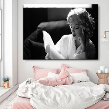 Kanvas Glezna, Plakāts, Monroe Mājas Apdare Mūsdienu Sexy Marilyn Lasīt Grāmatu Attēlus uz Sienas Iespiesti Glezna Bez Rāmja