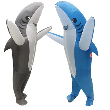 Halloween Cosplay Tērpu Pieaugušo Vīrietis Sieviete Jūras Zivju Zilā Haizivs Piepūšamās Kostīmi Pelēks Haizivis Personas Loma Spēlēt Disfraces
