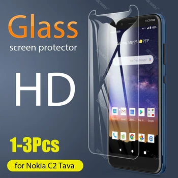 1-3 Gab Pilns Rūdīta Stikla Nokia C2 Tava Ekrāna Aizsargs 2.5 D 9h rūdīta stikla Nokia C2 Tava 5.45
