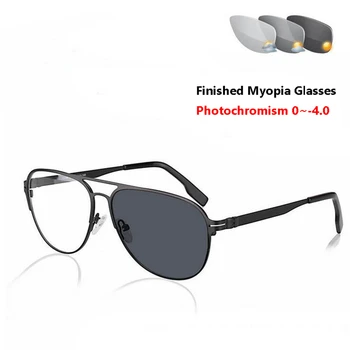 Saules Krāsas Gatavo Tuvredzība Brilles Vīriešu Klasiskās UV400 Metāla Photochromism tuvredzīga Brilles 0 -0.5 -0.75 -1.0 -4