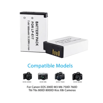 LPE17 LP E17 LP-E17 Akumulators + LCD Dual USB Lādētājs Canon EOS 200D M3 M6 750D 760D T6i T6s 800D 8000D Skūpsts X8i Kameras
