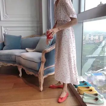 DONLEE KARALIENE 2019. gada Vasarā Dzīvokļi Baleta Kurpes Sieviešu Paslīdēt Uz Mokasīni Apaļu Purngalu Sekla Bowtie Balerīna Mīksto Mokasīns zapatos mujer