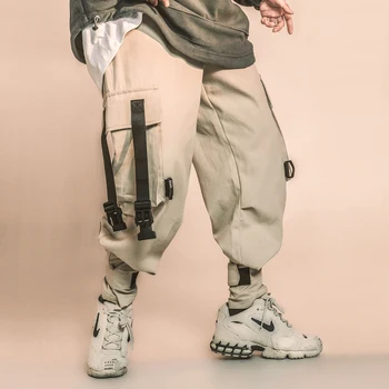 11 BYBB IR TUMŠS Hip Hop Raibs Kabatas Lentes Kravas Elsas Cilvēks Streetwear Taktiskās Funkcijas Bikses Harajuku Joggers Vīriešu Bikses