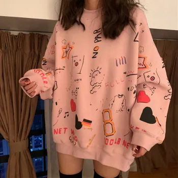 Sieviešu Apģērbu Hoodies Pusaudžu Iela Harajuku Hip Hop Pastelis sporta Krekls Sievietēm Drukāšanas Zaudēt Atpūtas pelēkā vārna 2020