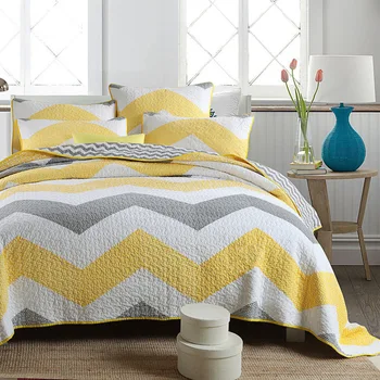 Amerikāņu Stila Tīras kokvilnas gultas aptver trīs-gabalu manuāla iesiešanas vatēta sega loksnes dubultā gultasveļa gultas pārklājs spilvendrānas